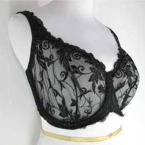 SOMA Sensuous Lace Unlined Underwire Bra 36G Black